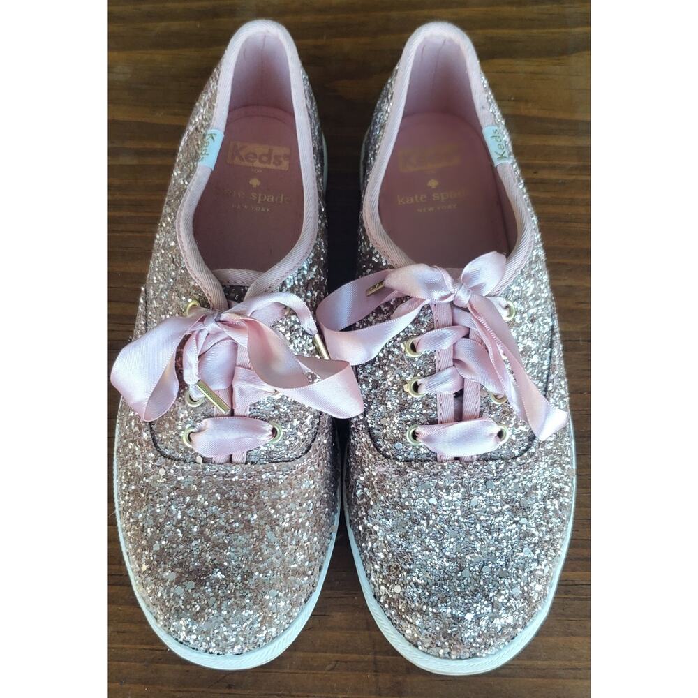 Keds x Kate Spade Rose Gold Crushed Glitter Champion Sneakers - Size 7.5